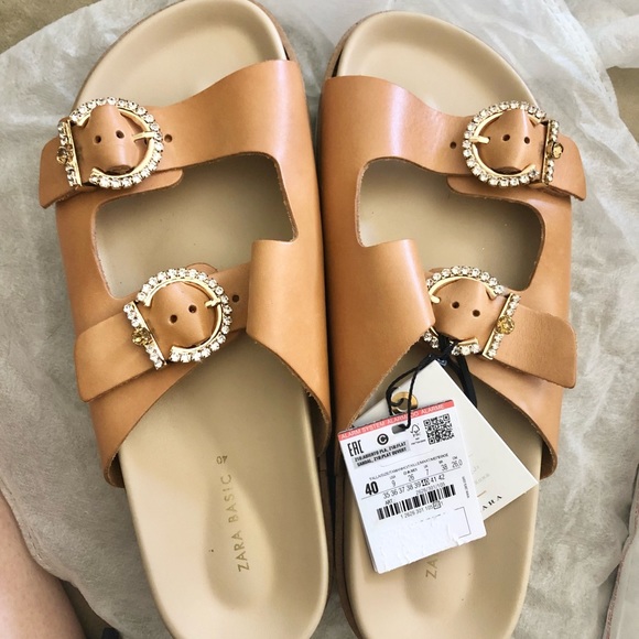 Zara tan leather platform sandals